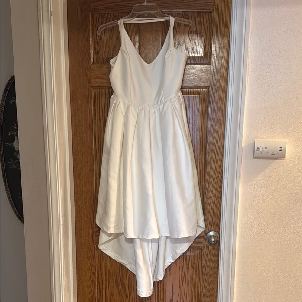White High-Low V-Neck Sundress for Brides